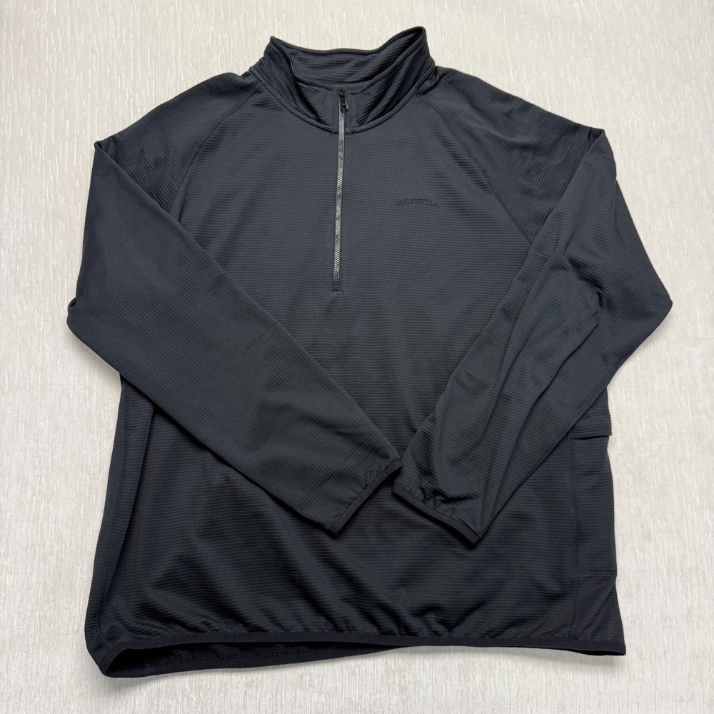 Merrell Betatherm 1/4 Zip Sweatshirt Mens XL Black Lightly Lined Hike Ski Mock